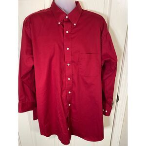 IZOD Men's Red Button-Down Shirt‎ Classic Fit Wrinkle-Free Cotton Blend Big
